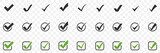 Fototapeta Las - Check marks big collection. Tick icon. Check marks different shape, isolated. Check marks in simple flat design. Vector illustration