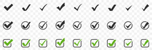 Check Marks Big Collection. Tick Icon. Check Marks Different Shape, Isolated. Check Marks In Simple Flat Design. Vector Illustration