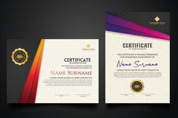 Wall Mural - certificate template with Luxury realistic texture pattern and dynamic shapes composition gradient colors,diploma,Vector illustration