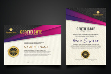 certificate template with Luxury realistic texture pattern and dynamic shapes composition gradient colors,diploma,Vector illustration