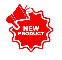 new product sign on white background