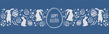 Easter Decorations With Minimalis Easter Eggs And Bunnies. Vector Hanging Easter Eggs