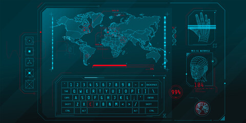 Wall Mural - design of the virtual interface of the access protection program.