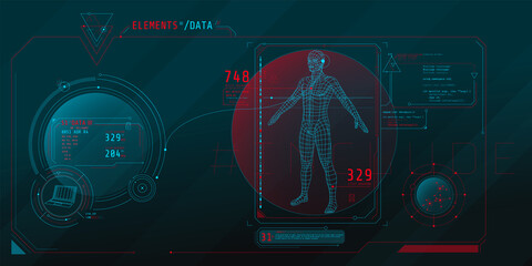 Wall Mural - design of the virtual interface of the data protection program.