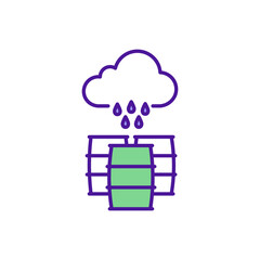 Sticker - Harvest rainwater RGB color icon. Reserving clean water for agricultural purposes. Collecting run-off for storing and usage. Cutting water bills. Rainfall collection. Isolated vector illustration