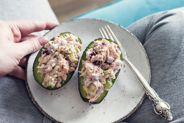 Wall Mural - Salad of avocado, red onion, celery and tuna