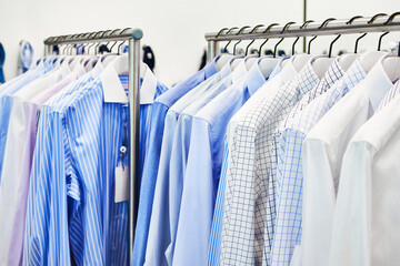 Men's shirts in clothing store