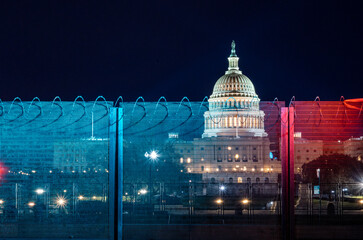 Security fence surrounding the U.S. Capitol after 6-January-2021