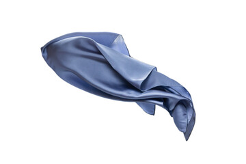 flowing blue silk scarf isolated on white background.