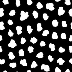 Wall Mural - Seamless pattern with hand drawn black and white Drops. Paint objects background for your design. Vector art drawing. Brush  grunge illustration