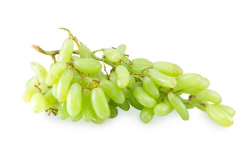 Seedless Green Grape (Witch Finger, Cotton Candy, Moon Drop Grape) isolated on white background.