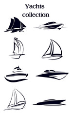 Vector logo icon set of ships and yahts