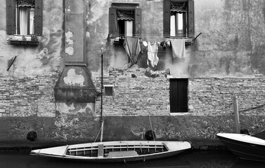 Wall Mural - Black and white venetian cityscape