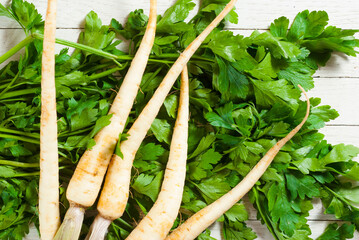 Poster - Turnip on white wooden table