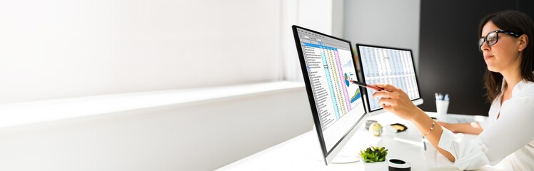 Poster - Analyst Working With Spreadsheet Business Data
