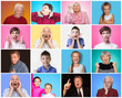 © Solarisys - Diverse people with different emotions. Collage of diverse multi-ethnic and mixed age range people