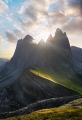 Wall Mural - epic sunrise in the mountains - seceda, dolomites