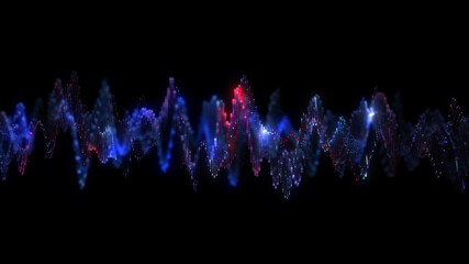 Wall Mural - abstract glowing lines background. wavy form neon line structure. futuristic blue,red colors. techno