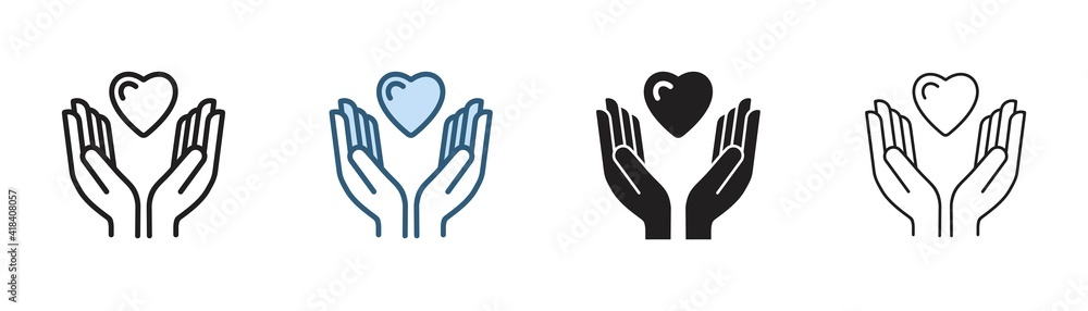 hands holding heart icon, hand with love Vector illustration - obrazy, fototapety, plakaty 