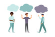 © Andrii - Vector illustration, flat style, people talk. People with thoughts on a white background.