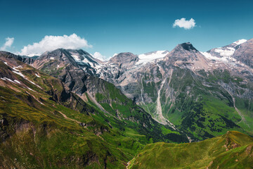  Panoramic view of the Alps along the Grossglockner High Alpine Road, Austria.