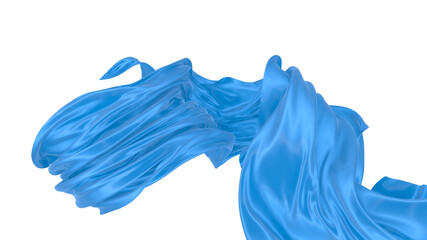 Wall Mural - Beautiful flowing fabric of blue wavy silk or satin. 3d rendering image.