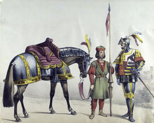 Colored Drawing Of Soldiers In Vintage Uniforms From 1530