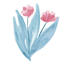 Illustration Of A Light Blue And Dusky Pink Flower