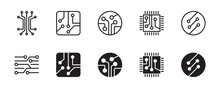 Circuit Board Icon Set. Vector Graphic Illustration. Suitable For Website Design, Logo, App, Template, And Ui. 