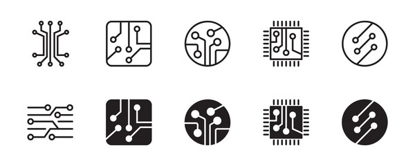 circuit board icon set. vector graphic illustration. suitable for website design, logo, app, templat
