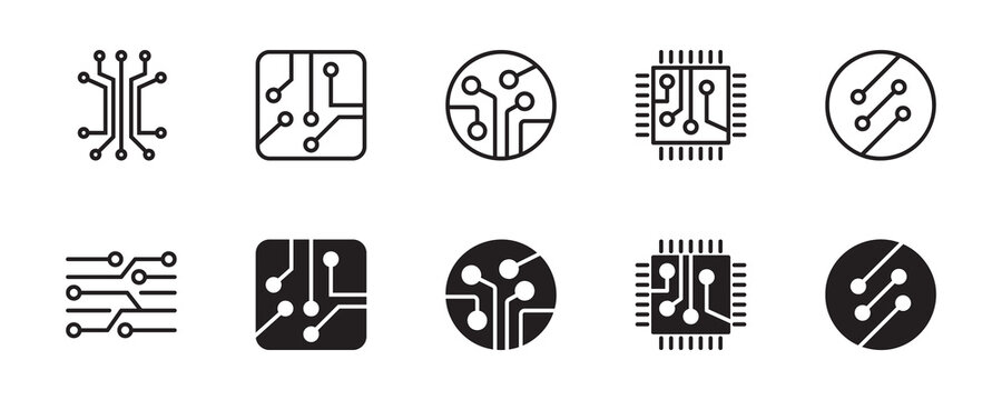 circuit board icon set. vector graphic illustration. suitable for website design, logo, app, templat
