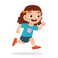 Sticker - happy cute little girl running so fast