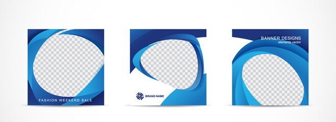 Canvas Print - Set square banner template for social media post and web internet ads.vector illustrations.	