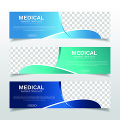 Wall Mural - Health Medical web banner with place for photo. Horizontal Layout template. Business Ad banner. Vector EPS 10
