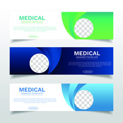Wall Mural - Health Medical web banner with place for photo. Horizontal Layout template. Business Ad banner. Vector EPS 10
