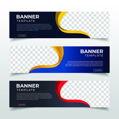 Wall Mural - Modern Abstract web banner with place for photo. Horizontal Layout template. Business Ad banner. Vector EPS 10