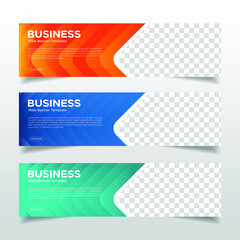Wall Mural - Modern Abstract web banner with place for photo. Horizontal Layout template. Business Ad banner. Vector EPS 10