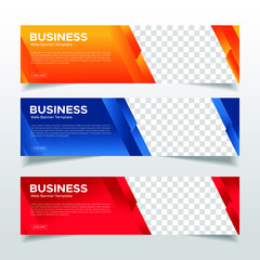 Wall Mural - Modern Abstract web banner with place for photo. Horizontal Layout template. Business Ad banner. Vector EPS 10
