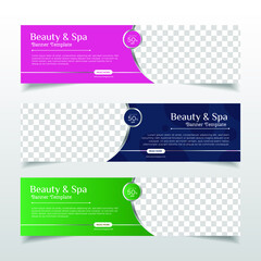 Wall Mural - Beauty and spa web banner with place for photo. Horizontal Layout template. Business Ad banner. Vector EPS 10