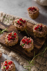 Wall Mural - Homemade pate on heathy bread with cranberries