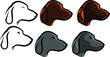 A set of heads from 4 hunting dogs (poiter, kurzkha, leg, sn out, weimaraner) 
A set of drawings for the dog muzzle logo