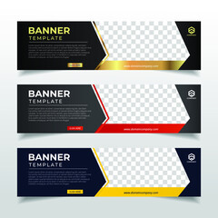 Wall Mural - Modern Abstract web banner with place for photo. Horizontal Layout template. Business Ad banner. Vector EPS 10