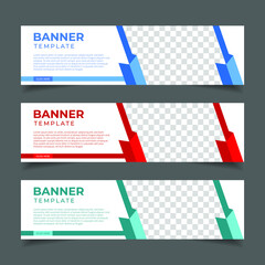 Poster - Modern Abstract web banner with place for photo. Horizontal Layout template. Business Ad banner. Vector EPS 10