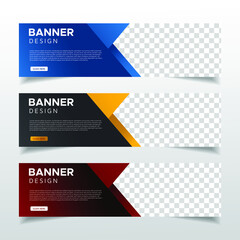 Wall Mural - Modern Abstract web banner with place for photo. Horizontal Layout template. Business Ad banner. Vector EPS 10