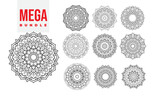 Fototapeta  - Mega mandala bundle for coloring book interior.