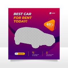 Wall Mural - Car rental promotion social media post banner template