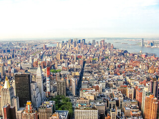 Spectacular aerial view of skyscrapers in Manhattan, New York City, United States.