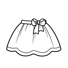 Wall Mural - Skirt with bow outline for coloring on a white background