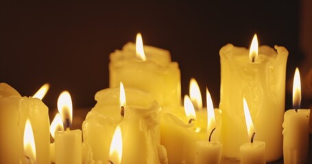 Wall Mural - Candles on table closeup photo