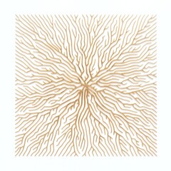 Abstract illustration of tree branches or roots for concept design, creative nature art. Gold on white background. 3d rendering